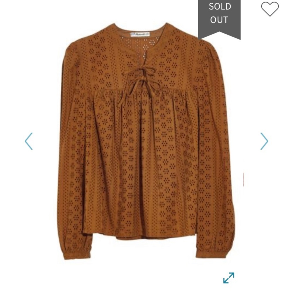 Madewell Eyelet Double Tie Peasant Top